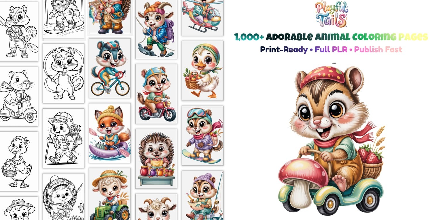 Playful Tails Coloring Pack (PLR)