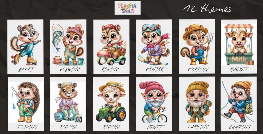 Playful Tails Coloring Pack (PLR)